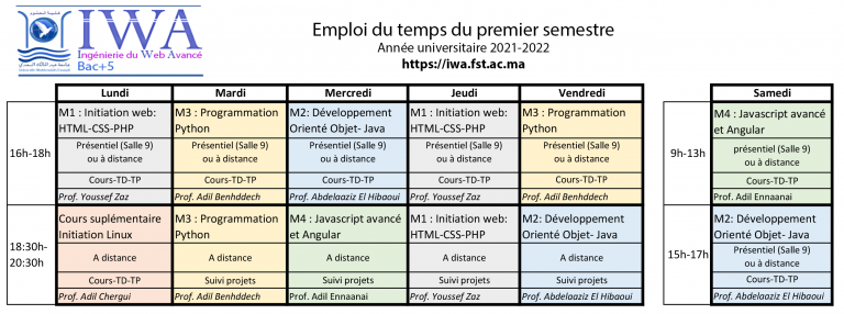 EMPLOI DU TEMPS